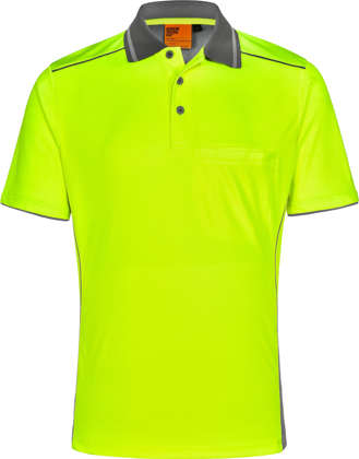 Picture of Australian Industrial Wear -SW79-Unisex Hi-Vis Bamboo Charcoal Vented Short Sleeve Polo