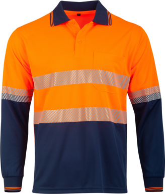 Picture of Australian Industrial Wear -SW86-Unisex Cooldry® Segmented Long Sleeve Polo