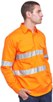Picture of Australian Industrial Wear -SW87-Unisex Hi-Vis Cool Breeze Closed Front Long Sleeve Shirt With Perforated Tape