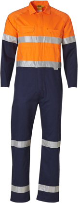 Picture of Australian Industrial Wear -SW207-Men's Taped Two Tone Coverall With 3M Scotchlite Tapes