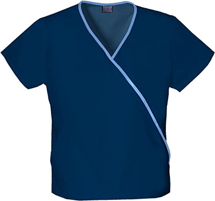 Picture of Cherokee Scrubs-CH-4800-NAV-CLR-Mini Mock Wrap Scrub Top - Navy