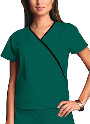 Picture of Cherokee Scrubs-CH-4800-HTR-CLR-Mini Mock Wrap Scrub Top - Hunter