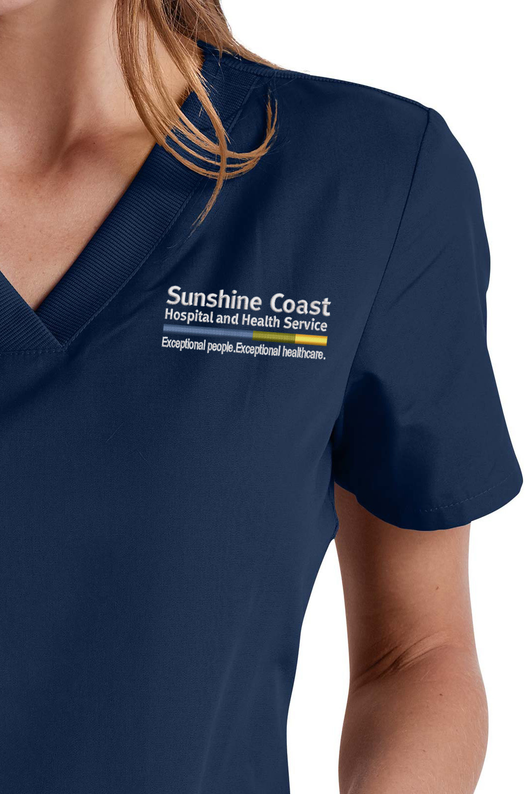 Sunshine Coast Hospital and Health Service Logo Embroidery Scrubs