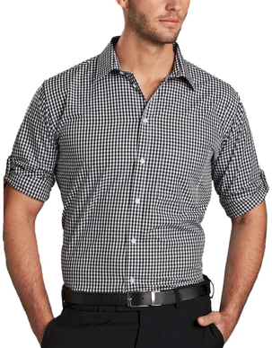 Picture of Winning Spirit Men’s Gingham Check Long Sleeve Shirt With Roll-up Tab Sleeve (M7300L)