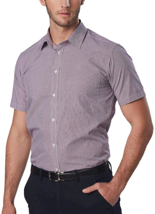 Picture of Winning Spirit Mens Two Tone Mini Gingham Short Sleeve Shirt (M7340S)