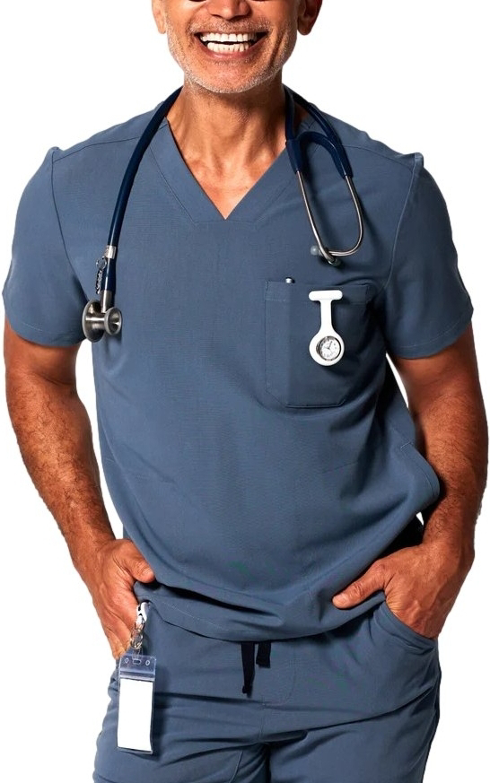 Dr.Woof Scrubs Men's 3Pocket Scrub Top (MT001) Scrubs, Corporate