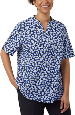 Picture of NNT Uniforms Antibacterial Petal Print Short Sleeve Tunic - Blue/Taupe (CATUHU-BLT)