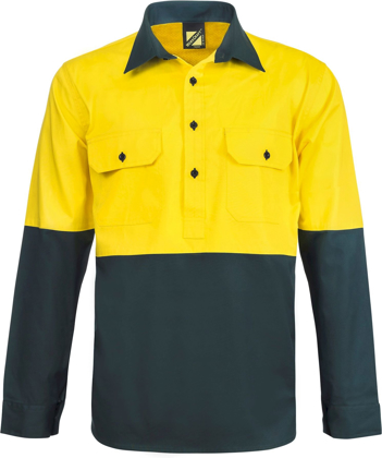 Picture of NCC Apparel Mens Lightweight Hi Vis Two Tone Half Placket Vented Cotton Drill Shirt With Semi Gusset Sleeves (WS4255)