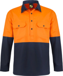 Picture of NCC Apparel Mens Lightweight Hi Vis Two Tone Half Placket Vented Cotton Drill Shirt With Semi Gusset Sleeves (WS4255)