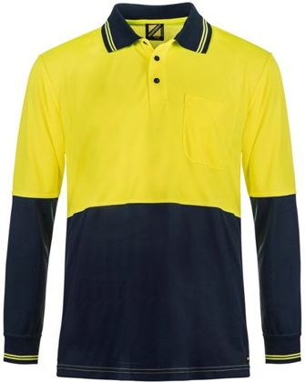 Picture of NCC Apparel Mens Hi Vis Two Tone Long Sleeve Cotton Back Polo With Pocket (WSP402)