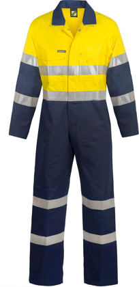 Picture of NCC Apparel Mens Hi Vis Two Tone Cotton Drill Coveralls With Industrial Laundry Reflective Tape (WC3063)