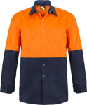 Picture of NCC Apparel Mens Hi Vis Long Sleeve Cotton Drill Food Industry Shirt With Press Studs And Spare Pockets (WS3035)