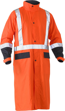 Picture of Bisley Workwear Taped Hi Vis Long Rain Coat (BJ6961T)