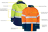 Picture of Bisley Workwear Taped Hi Vis FR Wet Weather Shell Jacket (BJ8110T)