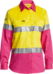 Picture of Bisley Workwear Womens Taped Hi Vis Cool Lightweight Drill Shirt (BL6696T)