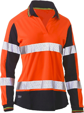 Picture of Bisley Workwear Womens Taped Two Tone Hi Vis V Neck Polo (BKL6225T)