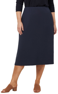 Picture of NNT Uniforms Womens Crepe Stretch Midi Length A-Line Skirt - Navy (CAT2RV-NAV)