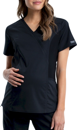 Picture of Cherokee Scrubs Womens Maternity Side Zip Solid Scrub Top (CH-WW688)