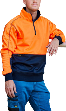 Picture of Bisley Workwear Hi Vis Fleece 1/4 Zip Pullover (BK6989)