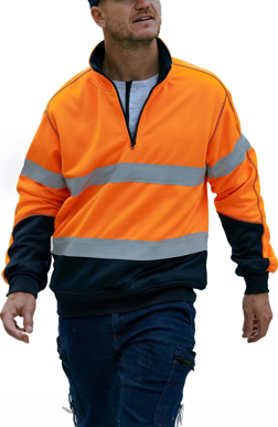 Picture of Bisley Workwear Taped Hi Vis 1/4 Zip Fleece Pullover (BK6989T)