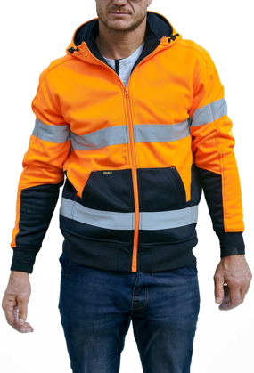 Picture of Bisley Workwear Taped Hi Vis Zip Fleece Hoodie With Sherpa Lining (BK6988T)