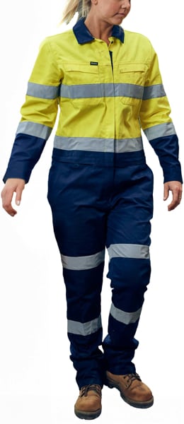 Picture of Bisley Workwear Womens Taped Hi Vis Cotton Drill Coverall (BCL6066T)