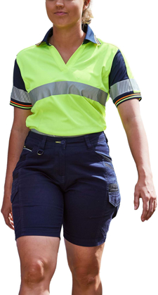 Picture of Bisley Workwear Womens Taped Two Tone Hi Vis V Neck Polo (BKL1225T)