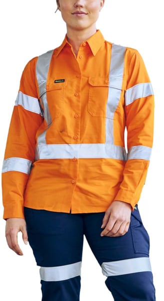 Picture of Bisley Workwear Womens Recycled X Taped Hi Vis Drill Shirt (BL6266XT)