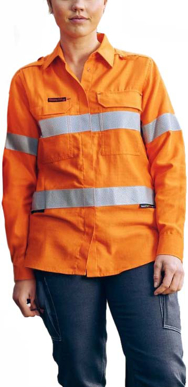 Picture of Bisley Workwear Womens Taped Hi Vis FR Ripstop Vented Shirt - 160 GSM (BL8339T)