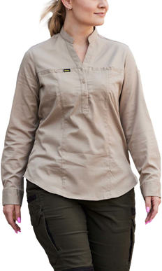 Picture of Bisley Workwear Womens Stretch V-Neck Closed Front Shirt (BLC6063)
