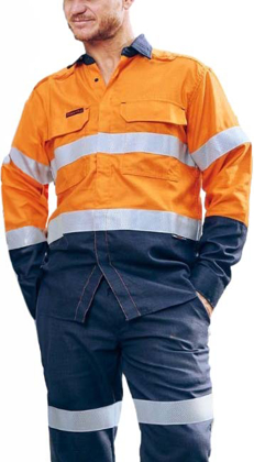 Picture of Bisley Workwear Taped Hi Vis FR Ripstop Vented Shirt - 160 GSM (BS8338T)