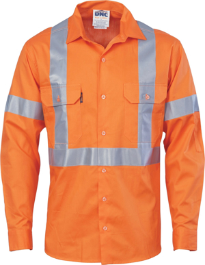 Picture of DNC Workwear Unisex Taped Hi Vis D/N Shirt With Cross Back - CSR Reflective Tape (3546)