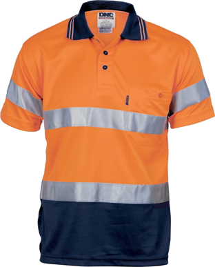 Picture of DNC Workwear Hi Vis Cool Breathe Day Only Short Sleeve Polo Shirt - CSR Reflective Tape (3715)