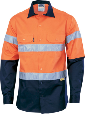 Picture of DNC Workwear Hi Vis Taped Drill Long Sleeve Shirt Shirt - 3M 8910 Reflective Tape (3836)