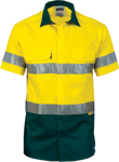 Picture of DNC Workwear Hi Vis Cool Breeze Cotton Short Sleeve Shirt - 3M 8906 Reflective Tape (3887)