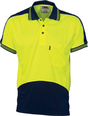 Picture of DNC Workwear Hi Vis Cool Breathe Panel Polo Short Sleeve Shirt (3891)