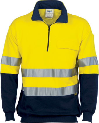 Picture of DNC Workwear Hi Vis Taped 1/2 Zip Fleece Windcheater - 3M Reflective Tape (3925)