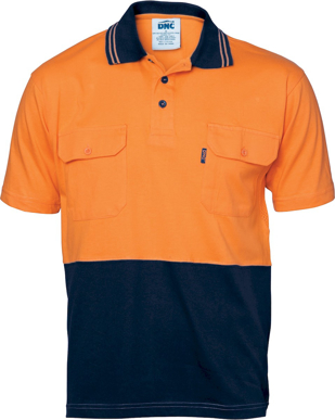 Picture of DNC Workwear Hi Vis Cool Breeze Cotton Jersey Short Sleeve Polo (3943)