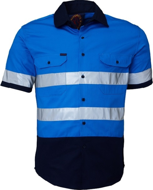 Picture of Ritemate Workwear Taped 2 Tone Open Front Short Sleeve Shirt (RM1050RS)