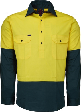 Picture of Ritemate Workwear 2 Tone Closed Front Long Sleeve Shirt (RM105CF)