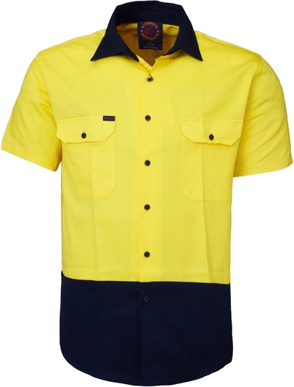 Picture of Ritemate Workwear 2 Tone Vented Lightweight Open Front Short Sleeve Shirt (RM107V2S)