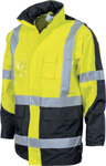 Picture of DNC Workwear Hi Vis 2 Tone Day/Night Taped “2 In 1” Contrast Rain Jacket - Cross Back Reflective Tape (3993)