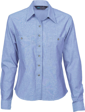 Picture of DNC Workwear Womens Cotton Chambray Long Sleeve Shirt (4106)