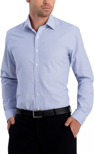 Picture of John Kevin Mens Dobby Stripe Slim Fit Long Sleeve Shirt (870 Blue)