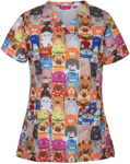 Picture of JB's Wear Womens Raining Cats & Dogs Printed Scrub Top (4STP1-CATS-DOGS)
