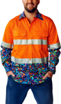 Picture of Trademutt Mens Pearler Orange Day/Night Hi Vis Full Button Long Sleeve Workshirt (TM-21542)