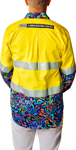 Picture of Trademutt Mens Pearler Yellow Day/Night Hi Vis Full Button Long Sleeve Workshirt (TM-21543)
