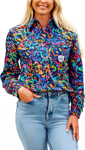 Picture of Trademutt Womens Pearler Full Button Long Sleeve Full Print Workshirt (TM-21547)
