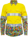 Picture of Trademutt Womens Bonza Yellow Day/Night Hi Vis Full Button Long Sleeve Workshirt (TM-21510)