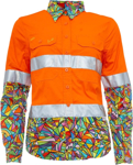 Picture of Trademutt Womens Bonza Orange Day/Night Hi Vis Full Button Long Sleeve Workshirt (TM-21509)